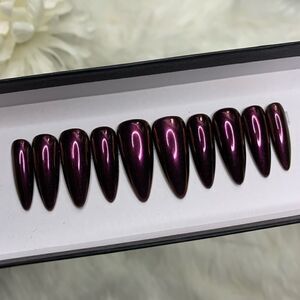 Pink Purple Chrome Press On Nails | Handmade Press On Nails | Fake Nails